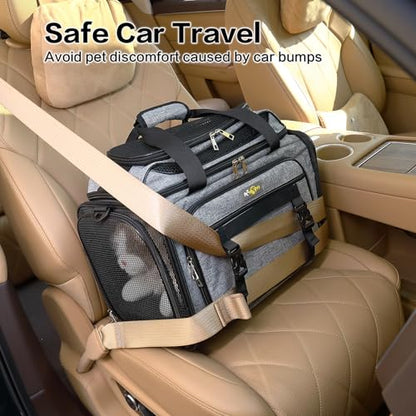 Cozy Cruiser Pet Carrier with Wheels,TSA Airline Approved, Expandable Space, Soft-Sided & Collapsible Design,Rolling Travel Bag with Telescopic Handle for Small Dogs and Cats - color: Grey