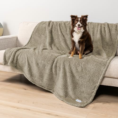 PetAmi Fluffy Waterproof Dog Blanket for Bed Large Dogs, Soft Warm Pet Sherpa Throw Pee Proof Couch Cover, Reversible Cat Blanket Sofa Crate Kennel Protector, Washable Mat (Taupe Camel, 60x80) - color: Taupe, size: X-Large (60x80)