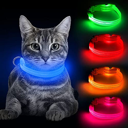 BSEEN Light Up Dog Collar, Rechargeable LED Dog Collar Reflective Glowing Pet Collar for Puppies & Cats, Safety Dog Lights for Night Walking (Blue) - color: Blue
