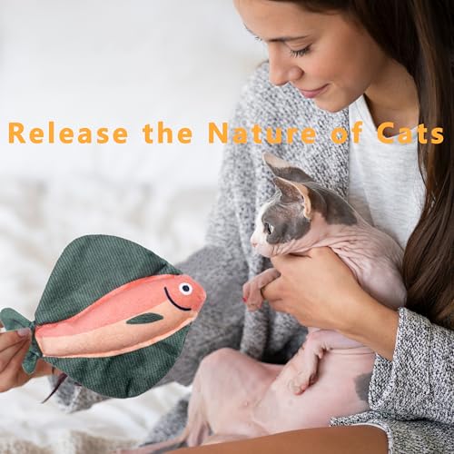 Soft Catnip Toys Fish, 3 Pack Crinkle Sound Cat Toys, Interesting Indoor Cat Kicker Toys, Durable and Highly Interactive Catnip Toys (Flatfish) - color: Flatfish