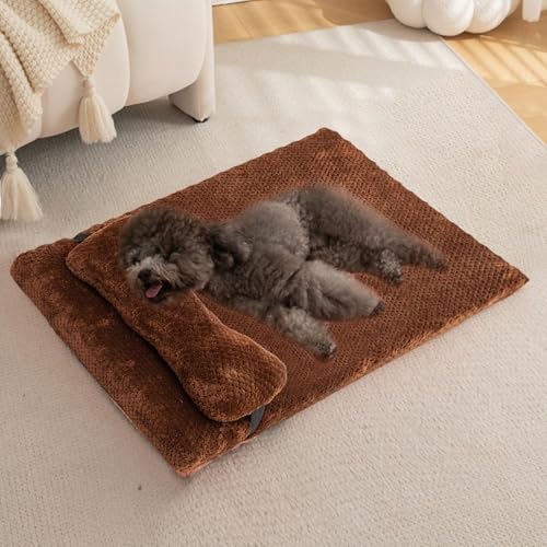 Dog Bed with Pillow for Small Dogs, Orthopedic Dog Bed with Removable Cover, Washable Pet Bed Mat Suitable for Pets Up to 5 lbs, Coffee 17.7x11.8x2 in - color: Coffee, size: 17.7x11.8x2 in