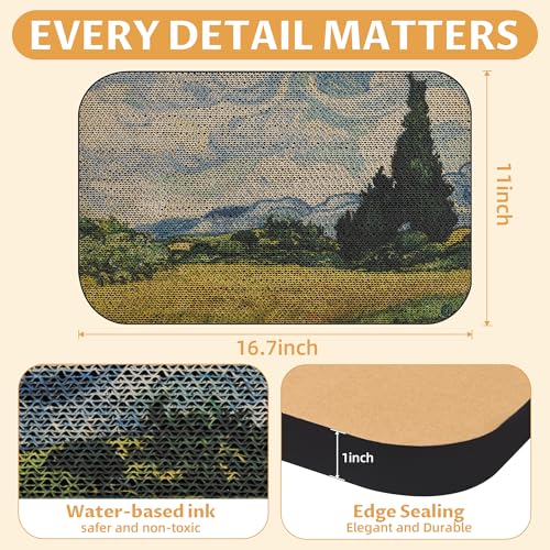 2 Pack Art Cat Scratcher, Wall-Mountable Cat Scratch Pad, Cat Wall Scratcher 16.7x11x1 Inch Cat Scratching Board for Indoor Cats Toy (Series2) - color: Van Gogh2-2