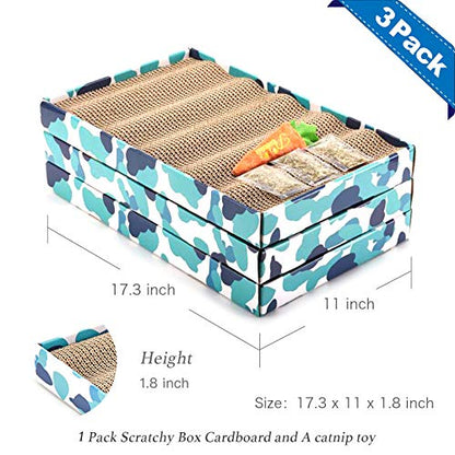 PEEKAB Cat Scratcher Cardboard Reversible Scratching Board Kitty Corrugated Scratching Pad Bed Catnip Included XXL 3PCS - size: XL-3pcs