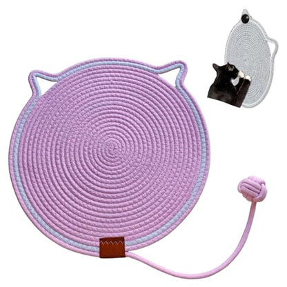 Cat Scratcher Mat, Natural Cotton Rope Cat Scratching Pad, 16.9'' Round Cat Wall & Floor Scratch Pad, Durable Double - Sided Cat Scratcher, Furniture Protector for Wall, Sofa, Couch, Carpet, Pink - color: Pink