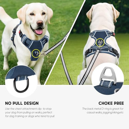 Dog Harness Small Sized, No Pull Pet Harness with Neck Lockable Snap,No Choke Front Clip Dog Reflective Vest,Adjustable Metal Rings 3 Buckles,Easy Control Handle for Small Dogs Royal Blue S - color: Lock Royal Blue, size: Small (Pack of 1)