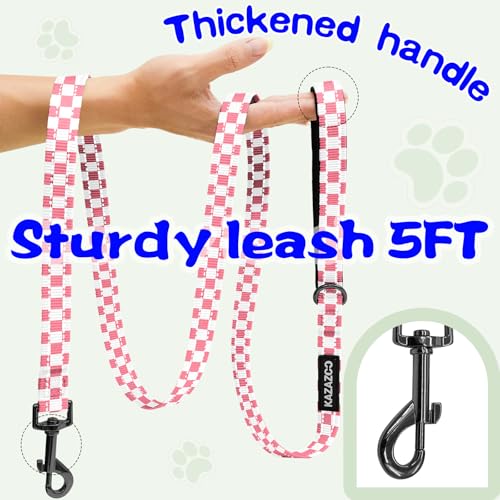 Kazazoo No Pull Small Dog Harness and Leash Set, Adjustable Puppy Soft Vest Harness with Breathable Mesh Padded, Reflective Lightweight Harness with Buckle for Extra Small Medium Dogs, Pink Plaid XS - color: Pink Plaid, size: XS