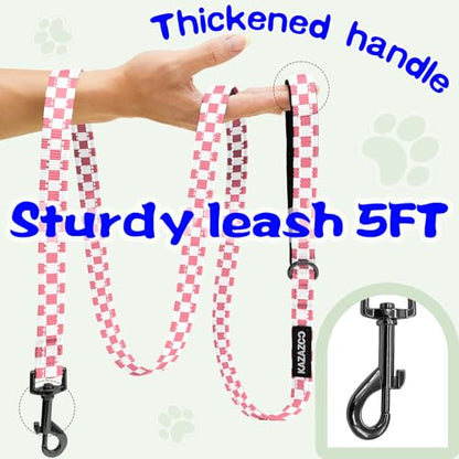 Kazazoo No Pull Small Dog Harness and Leash Set, Adjustable Puppy Soft Vest Harness with Breathable Mesh Padded, Reflective Lightweight Harness with Buckle for Extra Small Medium Dogs, Pink Plaid S - color: Pink Plaid, size: S