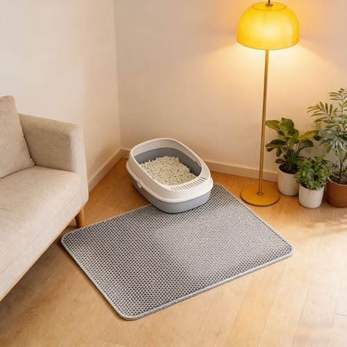 Foldable Pet Litter Mat with Textured Top Keeps Litter Contained and is Kind on Nails Control Pad - color: Gray