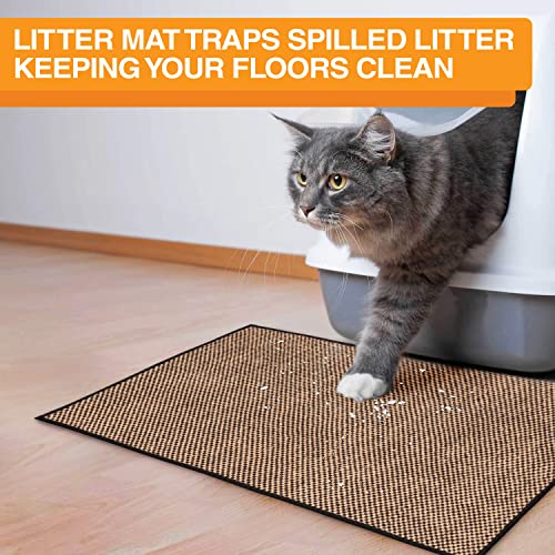 Neater Pets Jute Cat Litter Trapping Mat - Catches Spilled Litter Mess from Kitty Litter Box to Protect Floors, Soft on Cats Paws, Anti-Skid Backing, Easy to Clean, Checkered, 24" x 36" - color: Checkered