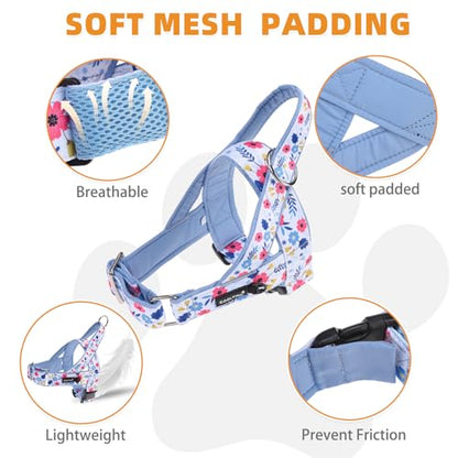 KOOLTAIL No Pull Small Dog Harness with Soft Padded and Handle, Easy Walk Puppy Vest Harness Neck & Chest Adjustable, Reflective & Lightweight Escape Proof Breathable Mesh Medium Pet Harness, Blue S - color: Blue, size: Small