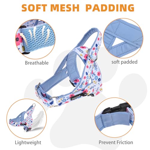 KOOLTAIL No Pull Harness Medium Size Dog with Handle, Easy Walk Puppy Vest Harness Neck & Chest Soft Paded Adjustable, Reflective & Lightweight Escape Proof Breathable Mesh Pet Running Harness, Blue M - color: Blue, size: Medium