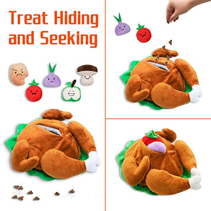 Hide and Seek Dog Toys, Turkey Squeaky Interactive Puzzle Dog Toys for Boredom and Stimulation, Dog Enrichment Toys for Small and Medium Dogs - style: J-Turkey