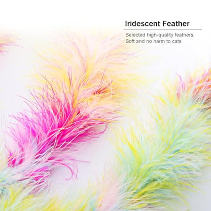 IUHKBH Cat Wand Toys, 3 PCS Interactive Kitten Toys Cat Teaser Wand with Soft Furry Tail Feather Wands with Bell
