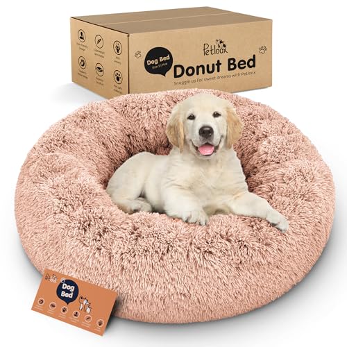 Petloox Donut Dog Bed - Premium Comfort for Anxiety Relief - Fluffy & Calming Design with Ultra-Plush Support | Cozy Round Dog Bed with Super Soft Circle Style (Size S Pink) - color: Pink, size: Small (23"L x 23"W x 8"Th)