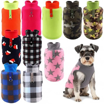 Reginary 10 Pack 2X-Large Dog Sweaters Fleece Pet Dog Clothes with Leash Ring Soft Warm Winter Puppy Plaid Shirt(Bright) - size: 2X-Large,15.4-19.8 lb, style: Bright