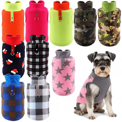 Reginary 10 Pack 2X-Large Dog Sweaters Fleece Pet Dog Clothes with Leash Ring Soft Warm Winter Puppy Plaid Shirt(Bright) - size: 2X-Large,15.4-19.8 lb, style: Bright