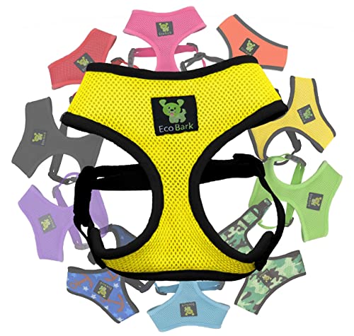 EcoBark Dog Harness - Eco-Friendly Max Comfort Harnesses - Luxurious Soft Mesh Halter - Over the Head Harness Vest- No Pull and No Choke for Small, Toy Breed, and Teacup Dogs (XS, Yellow) - color: Yellow