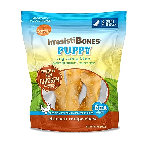 Canine Naturals IrresistiBONES Long Lasting Puppy Chicken and Rice Chew - Made with USA Chicken - All Natural - Added DHA for Healthy Growth - 3 Pack - size: 1 Count (Pack of 3)