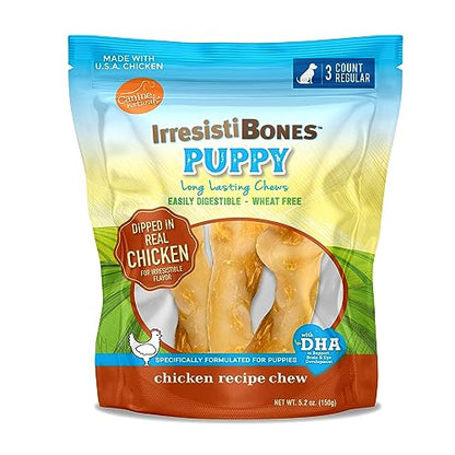 Canine Naturals IrresistiBONES Long Lasting Puppy Chicken and Rice Chew - Made with USA Chicken - All Natural - Added DHA for Healthy Growth - 3 Pack - size: 1 Count (Pack of 3)