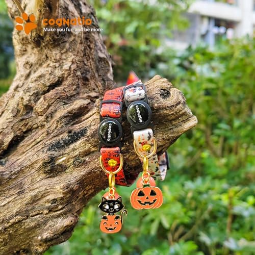 2 Pack Breakaway cat Collars with Bell,Safety Quick Release Pendant Cute Kitten Collar,Adjustable 20-30cm (Halloween2, 20-30cm) - color: Halloween2