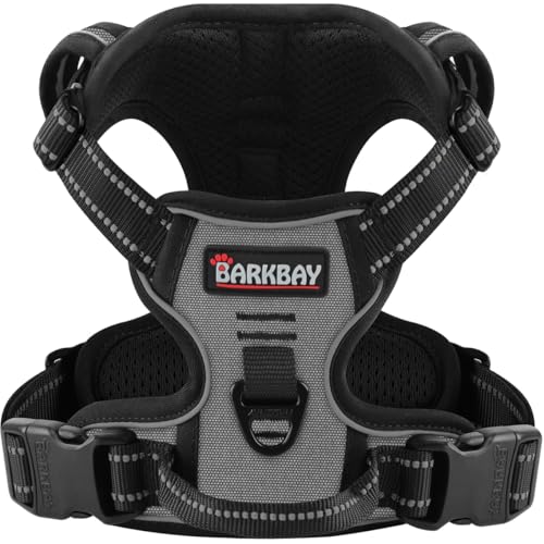 BARKBAY Dog Harness No Pull for Small Dogs - Adjustable, Reflective, Comfortable, No Choke, Heavy-Duty - Perfect for Outdoor Training, Walking, and Hiking - Strong & Durable - XS & Dark Grey - color: Dark Grey, size: X-Small