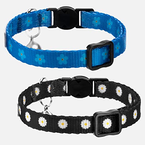 CollarDirect Cat Collar Breakaway with Removable Bell Set of 2 PCS - color: Black & Blue