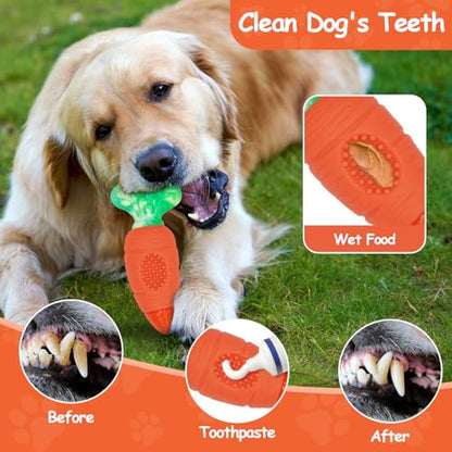 BoYoYo Tough Dog Toys for Aggressive Chewers with Squeaky, Indestructible Dog Chew Toys for Medium and Large Breeds to Keep Them Busy, Interactive Durable Dog Toy - color: OrangeCarrot