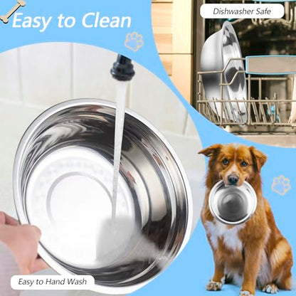 12 Pcs Stainless Steel Dog Bowls, 48 oz (6 Cups) Metal Dog Bowl Suitable for Medium to Large Dogs and Cats for Food or Water, Dishwasher Safe