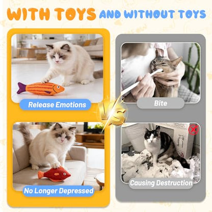 Catnip Toys,6 Pack Interactive Cat Kitten Chew Kicker Exercise Toys with Bell Ring Natural Catnip Cotton Fish Shape Toys for Bored,Exercise,Anxiety Relief - color: Blue,Orange,Grey,Red,Rose Pink,Deep Blue