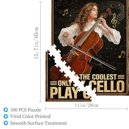300 Pieces Jigsaw Puzzles for Adults, All Women are Created Equal Only The Coolest Play Cello Art Puzzle, Stress Relief Logical Thinking Brain Teaser Puzzle 15.7x11 Inch - color: Wooden Puzzle1, size: 300 Piece pcs