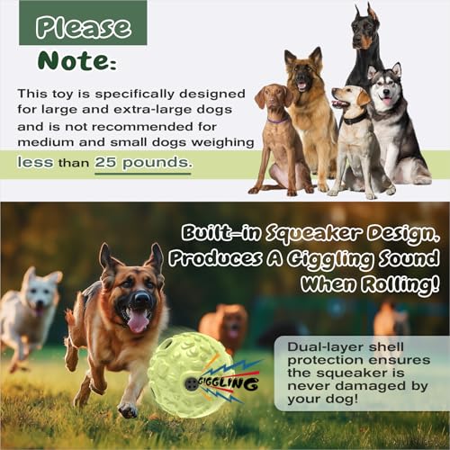 Dog Wobble Giggle Ball, XL Size, Roll Herding Chew Toy for Large Aggressive Chewers, Interactive Indoor Outdoor Play
