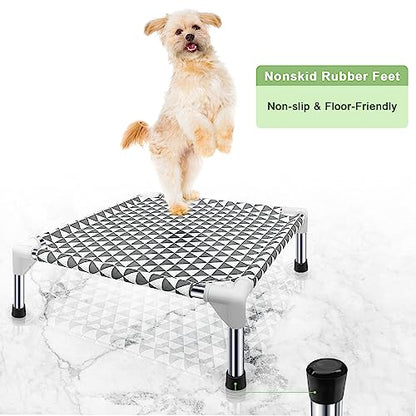Kuntrust Elevated Outdoor Dog Bed Updated Raised Pet Cot Cooling Puppy Bed Lifted Dog Bed for Small Pets|Indoor Detachable Raised Dog Bed with Non-Slip Feet,Double-layer Cloth(S) - size: 4 sided Small
