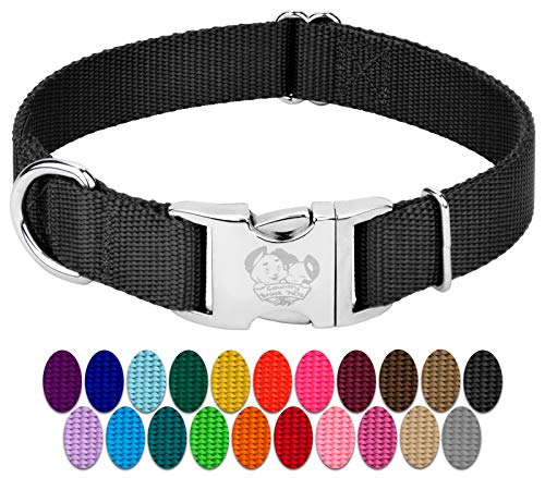 Country Brook Petz - Premium Nylon Dog Collar with Metal Buckle for Small Medium Large Breeds - 10+ Cool Colors (Small, 3/4 Inch, Black) - color: Black, size: Small (Pack of 1)