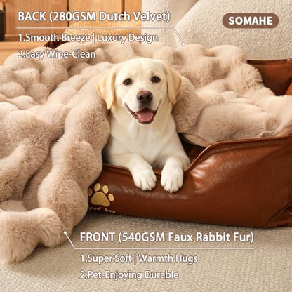 Dog Blanket, Reversible Sherpa & Bubble Fleece Pet Throw, Ultra-Soft Plush for Medium Dogs, Machine Washable, Anti-Static, Warm & Cozy, 39"×31" Inch Coffee - color: Coffee, size: 39"L x 31"W Inches