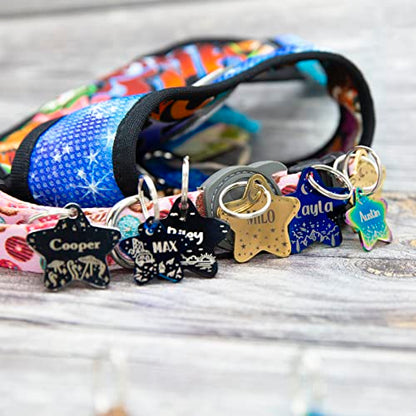 Personalized Dog Tag with 5 Lines of Custom Deep Engraved Durable Stainless Steel Pet ID Name Tag Designer Regular Size Star - size: Regular, style: Star