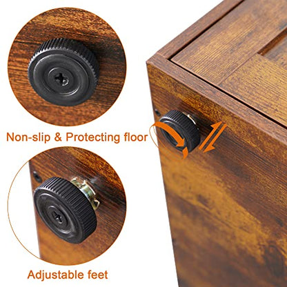 Heybly Cat Tree, Wood Litter Box Enclosure with Food Station, All-in-one Indoor Cat Furniture with Large Platform and Condo, Modern Style Cat Tower, Hammock, Rustic Brown HCT100SR