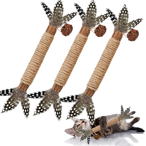 Cat Toys,3 Pack Silvervine Cat Feather Toy Kitten Chew Stick Catnip Treat for Cleaning Teeth Indoor Kitty Teaser Wand Molar Snack Interactive Pet Rabbit Bunny Hamster - size: Pro-3 Pack