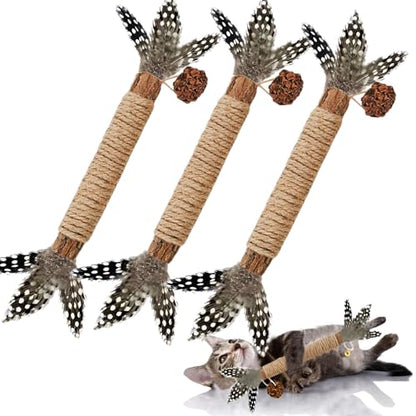 Cat Toys,3 Pack Silvervine Cat Feather Toy Kitten Chew Stick Catnip Treat for Cleaning Teeth Indoor Kitty Teaser Wand Molar Snack Interactive Pet Rabbit Bunny Hamster - size: Pro-3 Pack
