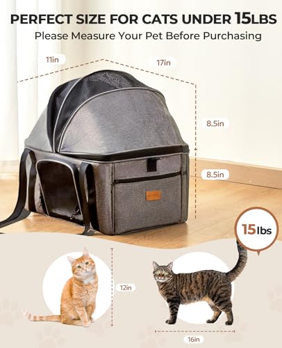 BurgeonNest Top-Expandable Large Cat Carrier, Soft Sided Cat Bag Carrier for Medium Large Pet Up to 15 lbs, Upgraded Small Dog Car Seat, Puppy Travel Bag with Semi-Open Canopy - size: Medium
