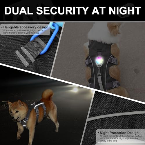 Escape Proof Dog Harness Medium Sized Dog, Reflective No Pull Dog Vest with Handle, Lightweight Full Body Pet Harness Adjustable for Walking,Training(Black,Chest:17-32") - color: Black, size: M: Chest 17-32", Fit 25-55 lbs