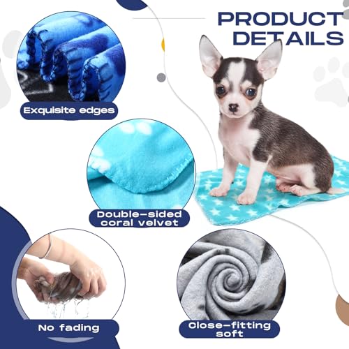 Chumia 28 Pieces Puppy Blanket Bulk Small Fleece Pet Blanket for Puppy Dogs Kitten Cats Pets Soft Warm Paw Print Sleep Mat Bed Covers, 28 Styles(15.75 x 23.63 Inch) - size: 15.75 x 23.63 Inch