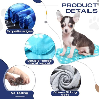 Chumia 28 Pieces Puppy Blanket Bulk Small Fleece Pet Blanket for Puppy Dogs Kitten Cats Pets Soft Warm Paw Print Sleep Mat Bed Covers, 28 Styles(15.75 x 23.63 Inch) - size: 15.75 x 23.63 Inch