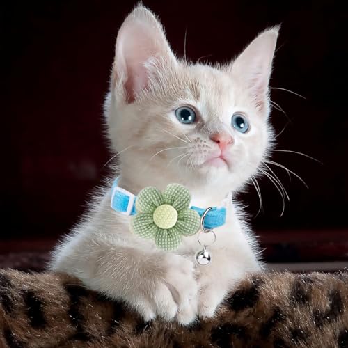 Breakaway Cat Collars with Bells, MUZIEBA Kitten Collar for Girl Boy Adjustable Safety Kitty Collars for Cats Puppy and Small Pets (Blue) - color: Blue