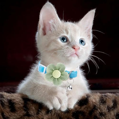 Breakaway Cat Collars with Bells, MUZIEBA Kitten Collar for Girl Boy Adjustable Safety Kitty Collars for Cats Puppy and Small Pets (Blue) - color: Blue