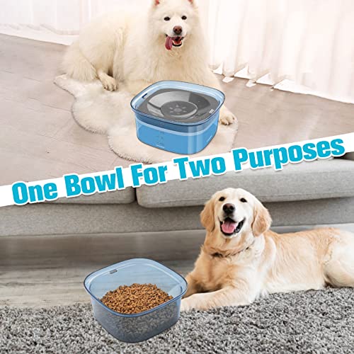 UPSKY 70oz Dog Water Bowl 2L No Spill Dog Bowls Large Capacity Spill Proof Slow Water Feeder, No Splash Dog Bowl Pet Water Dispenser Vehicle Carried Travel Slow Drinking Bowls for Messy Drinkers, Cats - color: D-Blue, size: 2 L