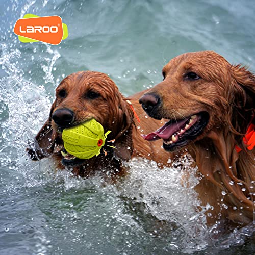 LaRoo Squeaky Dog Ball Toy,Durable Natural Rubber Squeaker Ball Throwing Training,Teeth Cleaning Chew Toy for Pet Medium and Large Dogs (3.5In Green) - color: Green-9cm