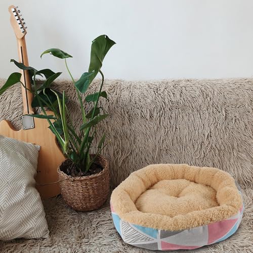 Washable Round Dog Bed and Cat Cushion, Wear-Resistant Small Medium Pet Pad, Soft Cozy Indoor Bed for Puppies and Cats
