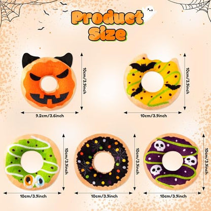 Summer Catnip Cat Toys - 5Pcs Pet Days Donut Catnip Stuffed Kittens Supplies, Funny Pumpkin Bat Spider Dessert Pet Toys, Fun Cats Chew Bite Teething Tool Catmint Birthday Interactive Supplies - style: Halloween Donut