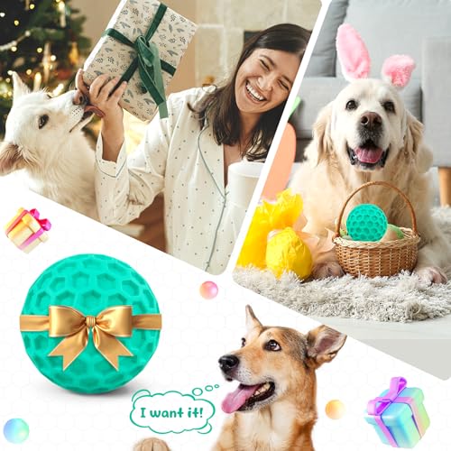 Squeaky Dog Toys for Aggressive Chewers, Indestructible Dog Balls for Aggressive Chewers, Blue Green Squeaky Balls for Dogs - color: Cyan