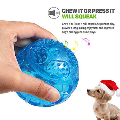 ACEONE Dog Squeaky Ball, Pet Squeak Chew Bouncy Rubber Toy Balls for Small Medium Dogs Indestructible Exercise Training Playing (3 Balls) - size: 3 Balls 3 Inch